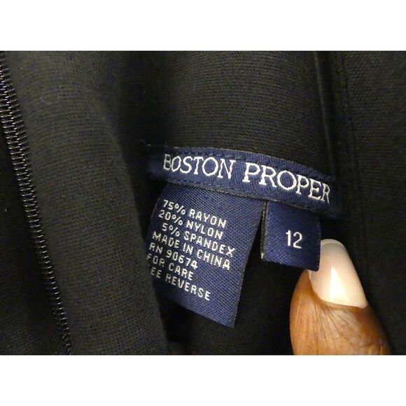 Boston Proper‎ Women's Black Stretch Bodycon Dress Size 12 Cocktail Party - Picture 4 of 7